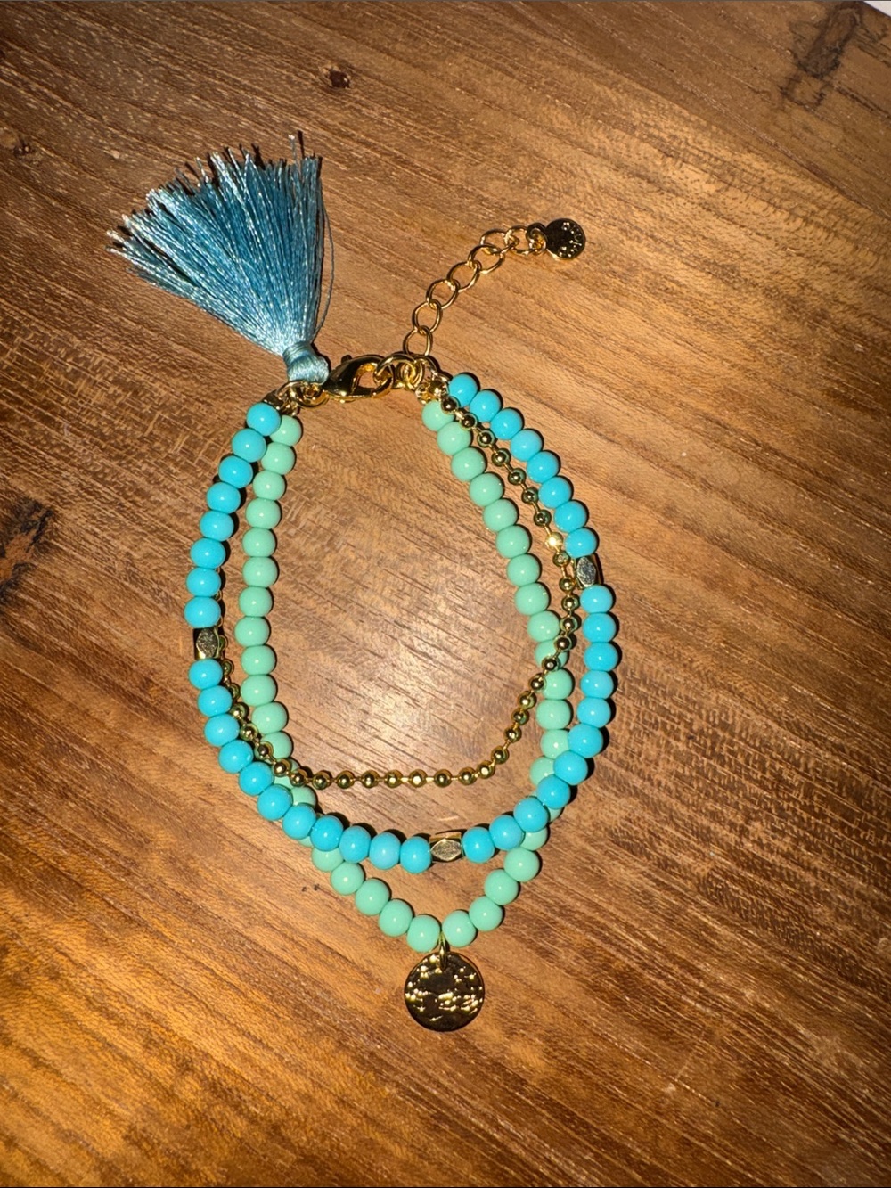 Gorjana Turquoise & Aqua Beaded Bracelet with Tassel
